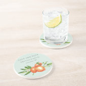 Oranje bloesems Citrus Botanical Wedding Zandsteen Onderzetter (Zijkant)