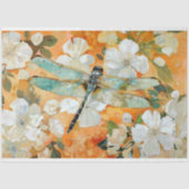 Oranje Bloesems Dragonfly  Decoupage Tissuepapier (Voorkant)