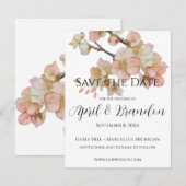 Oranje bloesems elegant kalligrafie script save the date (Voorkant / Achterkant)