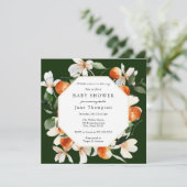 Oranje bloesems en clementines Baby shower Kaart (Staand voorkant)