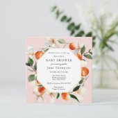 Oranje bloesems en clementines Baby shower Kaart (Staand voorkant)