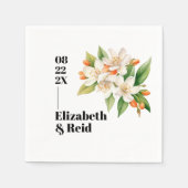 Oranje bloesems en jasmijn bloeit bruiloft servet (Voorkant)