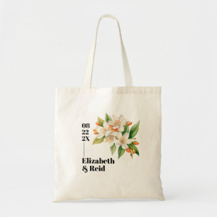 Oranje bloesems & jasmijn bloeit bruiloft Canvas t Tote Bag