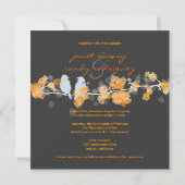 Oranje bloesems+liefdesvogels/DIY achtergrondkleur Kaart (Achterkant)