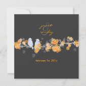 Oranje bloesems+liefdesvogels/DIY achtergrondkleur Kaart (Voorkant)