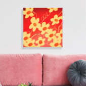Oranje bloesems met rood canvas afdruk (Insitu (Woonkamer))