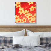 Oranje bloesems met rood canvas afdruk (Insitu (Slaapkamer))