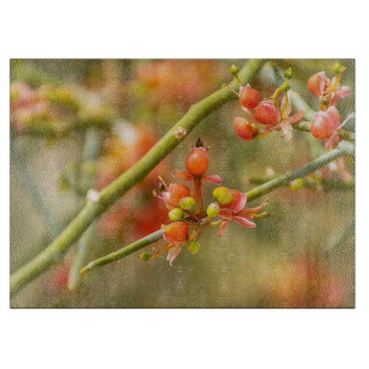 Oranje bloesems snijplank (Voorkant)