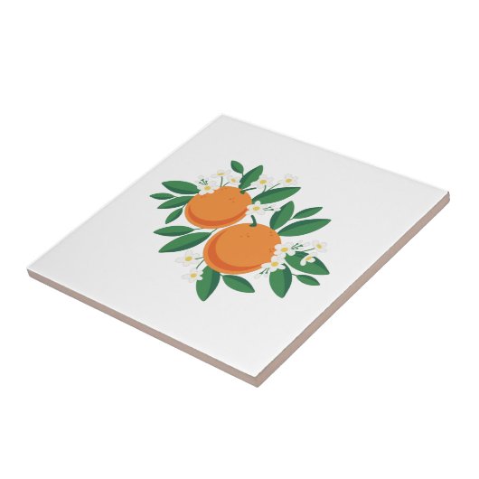 Oranje bloesems tegeltje (Zijkant)