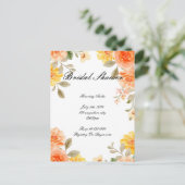 ORANJE BLOMEM BOTANISCHE BRUIDSBRUNCH UITNODIGING (Staand voorkant)