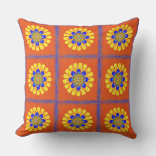 Oranje Bloom Patchwork Buitenkussen