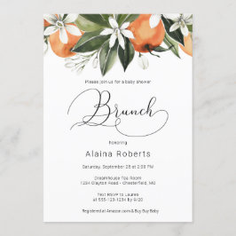 Oranje Blossom Baby shower Brunch Kaart