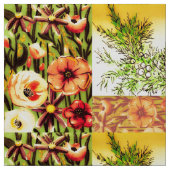 Oranje Blossom Bird Stof (Swatch)