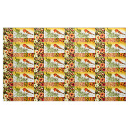 Oranje Blossom Bird Stof
