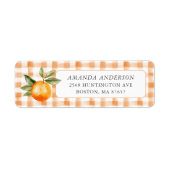 Oranje Blossom Bliss Baby shower adreslabel Etiket (Voorkant)