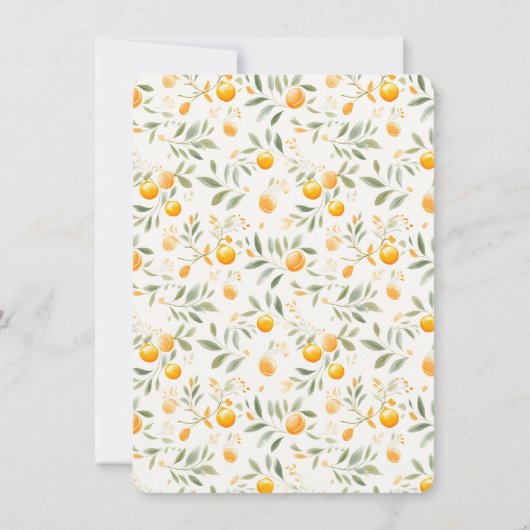 Oranje Blossom Bliss Baby shower Kaart (Achterkant)