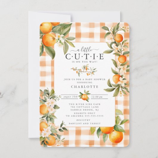 Oranje Blossom Bliss Baby shower Kaart (Voorkant)