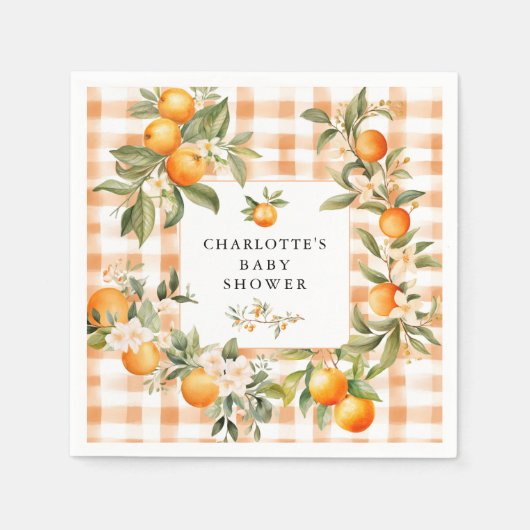 Oranje Blossom Bliss Little Cutie Baby shower Servet (Voorkant)