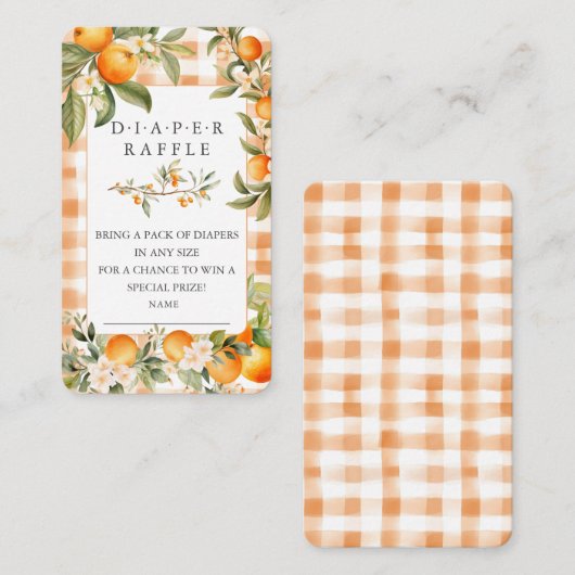 Oranje Blossom Bliss Luier Raffle Ticket Informatiekaartje (Voorkant / Achterkant)