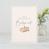 Oranje Blossom Bridesmaid-Kaart Uitnodiging (Staand voorkant)