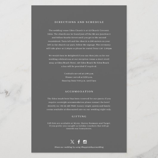 Oranje Blossom bruiloft gast informatie (Achterkant)