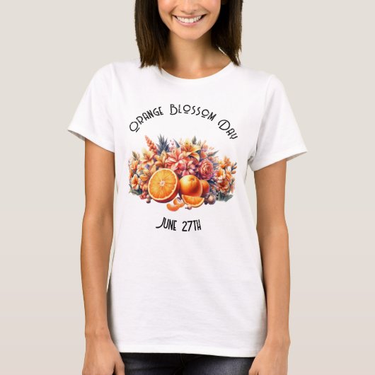 Oranje Blossom Day Custom Vrouwen T-shirt (Voorkant)