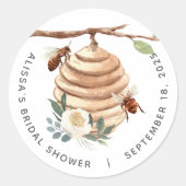 Oranje Blossom Honey Bee Favor Ronde Sticker (Voorkant)