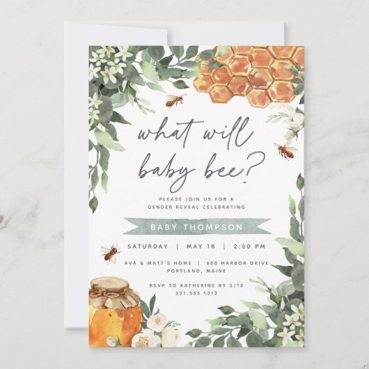 Oranje Blossom Honey Bee Gender Reopenbaarmakingsf Kaart (Voorkant)
