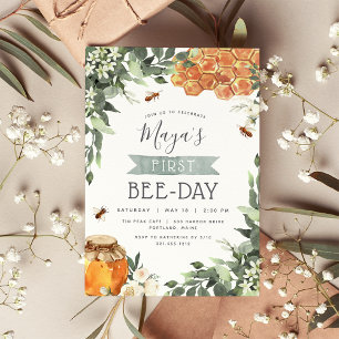 Oranje Blossom Honey Bee Thmed Birthday Party Kaart
