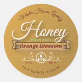 Oranje Blossom Honey Jar Ronde Sticker