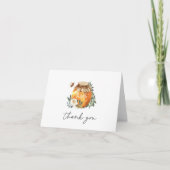 Oranje Blossom Honeybee Couples Monogram Dank u Bedankkaart (Voorkant)