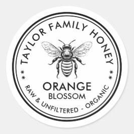Oranje Blossom honinglabel met honingbij Ronde Sticker