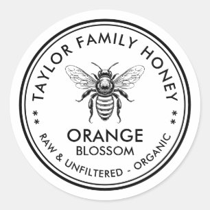 Oranje Blossom honinglabel met honingbij Ronde Sticker