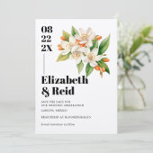 Oranje Blossom & Jasmine Blooms Save the Date Kaart (Staand voorkant)