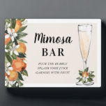 Oranje Blossom Mimosa Bar Fotoplaat<br><div class="desc">Het teken van de bar van Mimosa kenmerkt sinaasappels,  oranje bloesems,  en champagneglas.</div>