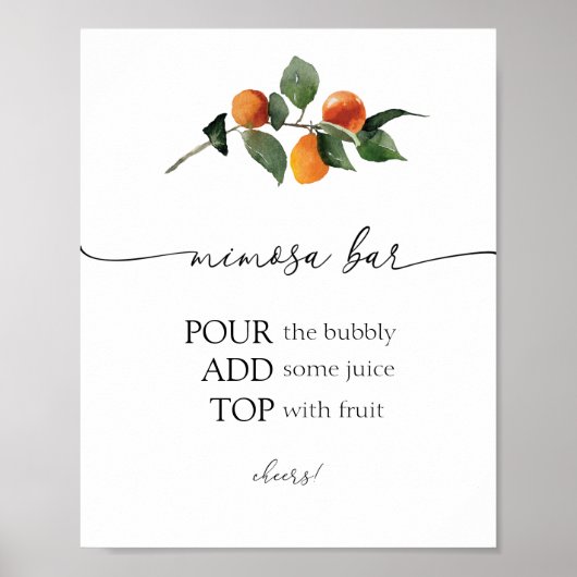 Oranje Blossom Mimosa Bar-teken Poster (Voorkant)