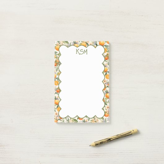 Oranje Blossom Post it Notes (Op bureau)