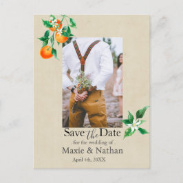 Oranje Blossom Save the Date Foto QR Code Briefkaart