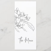 Oranje blossom-schets mono bruiloft menu (Voorkant)