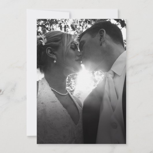 Oranje blossom schetsen mono foto bruiloft kaart (Achterkant)