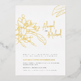 Oranje blossom-schetsfoto bruiloft folie uitnodiging