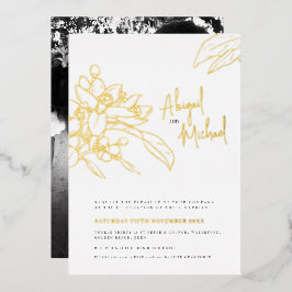 Oranje blossom-schetsfoto bruiloft folie uitnodiging