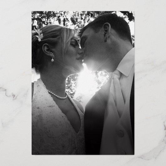 Oranje blossom-schetsfoto bruiloft folie uitnodiging (Achterkant)