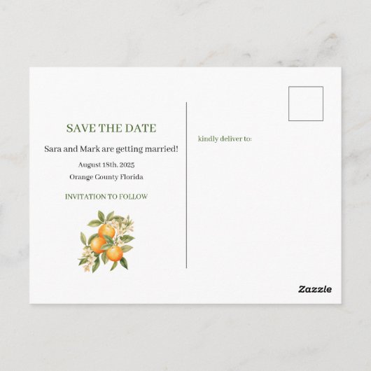 Oranje Blossom Sla de datum op Briefkaart (Achterkant)