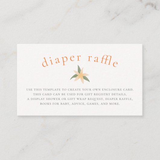 Oranje Blossom Spring Baby shower Luier Raffle Informatiekaartje (Voorkant)