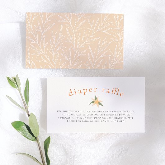 Oranje Blossom Spring Baby shower Luier Raffle Informatiekaartje