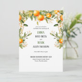 Oranje Blossom Swag Huwelijksuitnodiging Kaart (Staand voorkant)