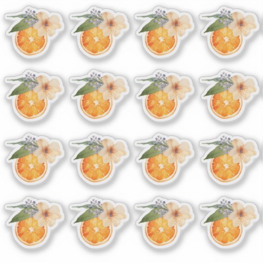 Oranje Blossom Waterverf Mini Stickers (Voorkant)