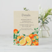 Oranje Blossom Wedding QR-code Informatiekaartje (Staand voorkant)