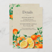 Oranje Blossom Wedding QR-code Informatiekaartje (Voorkant / Achterkant)